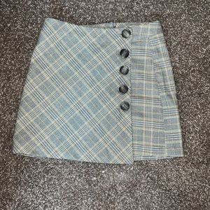 Blue Spice Yellow and Grey Plaid Skirt